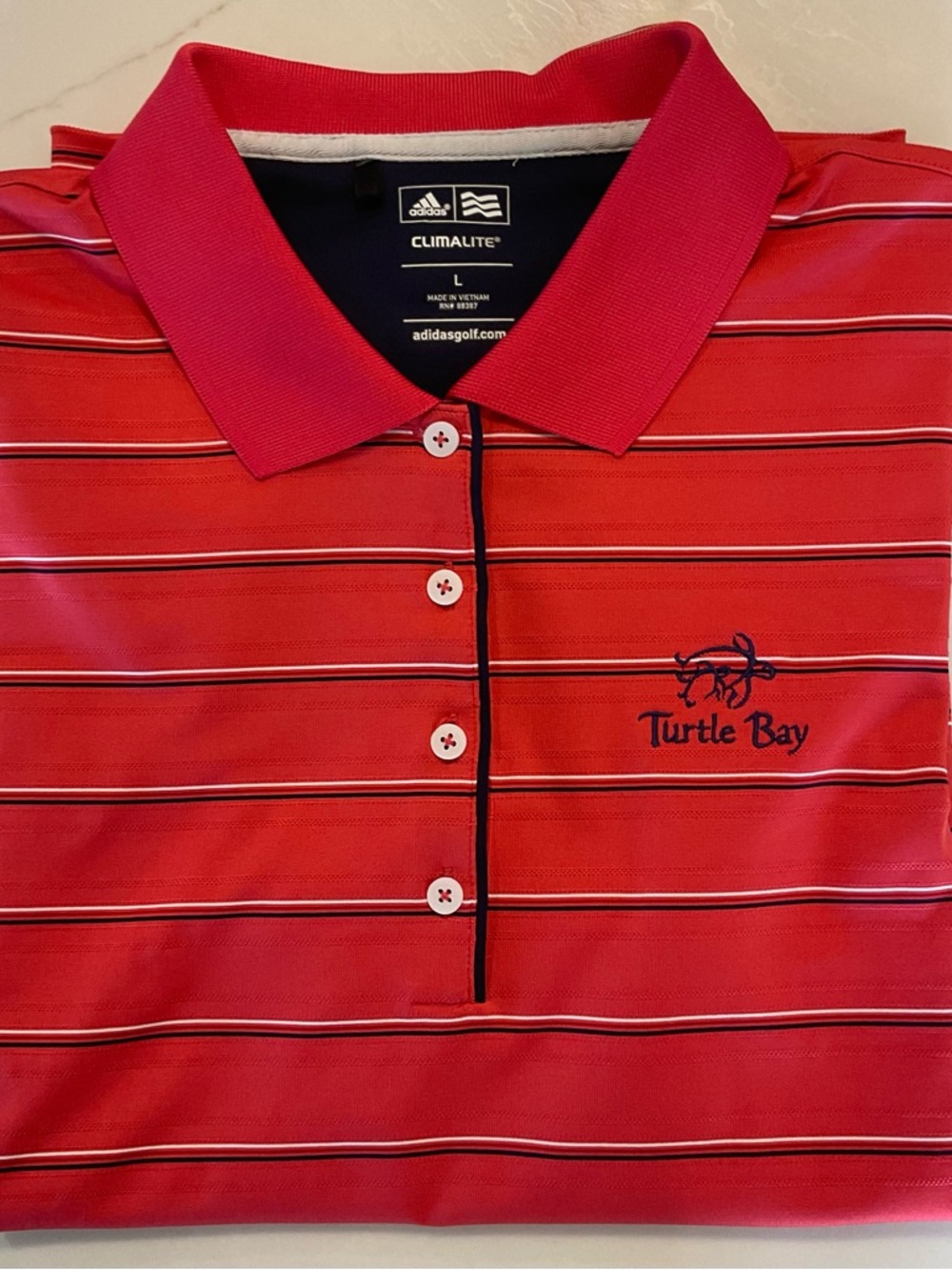 Adidas Women’s Climalite Turtle Bay Red Striped Golf Polo